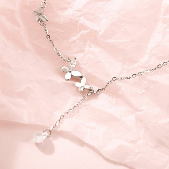 *NEW Sterling Silver Diamond Butterfly Necklace - Picture 11 of 15